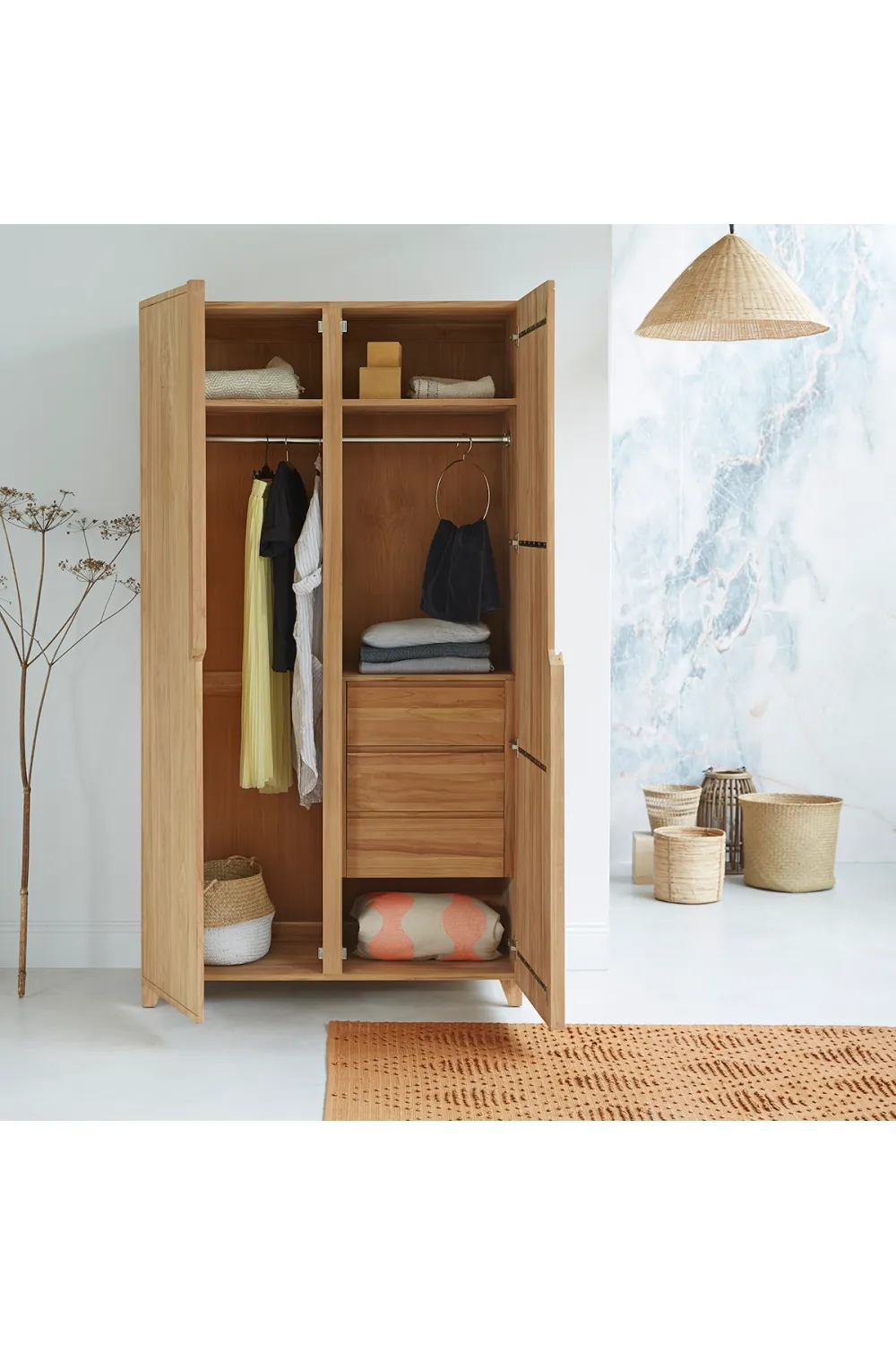 Solid Teak Wardrobe | Tikamoon Greta