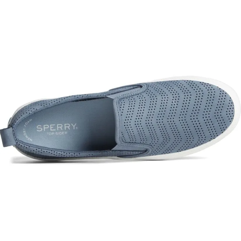 SPERRY CREST TWIN GORE PERFORATED LEATHER SLIP ON SNEAKER WOMEN'S - FINAL SALE!