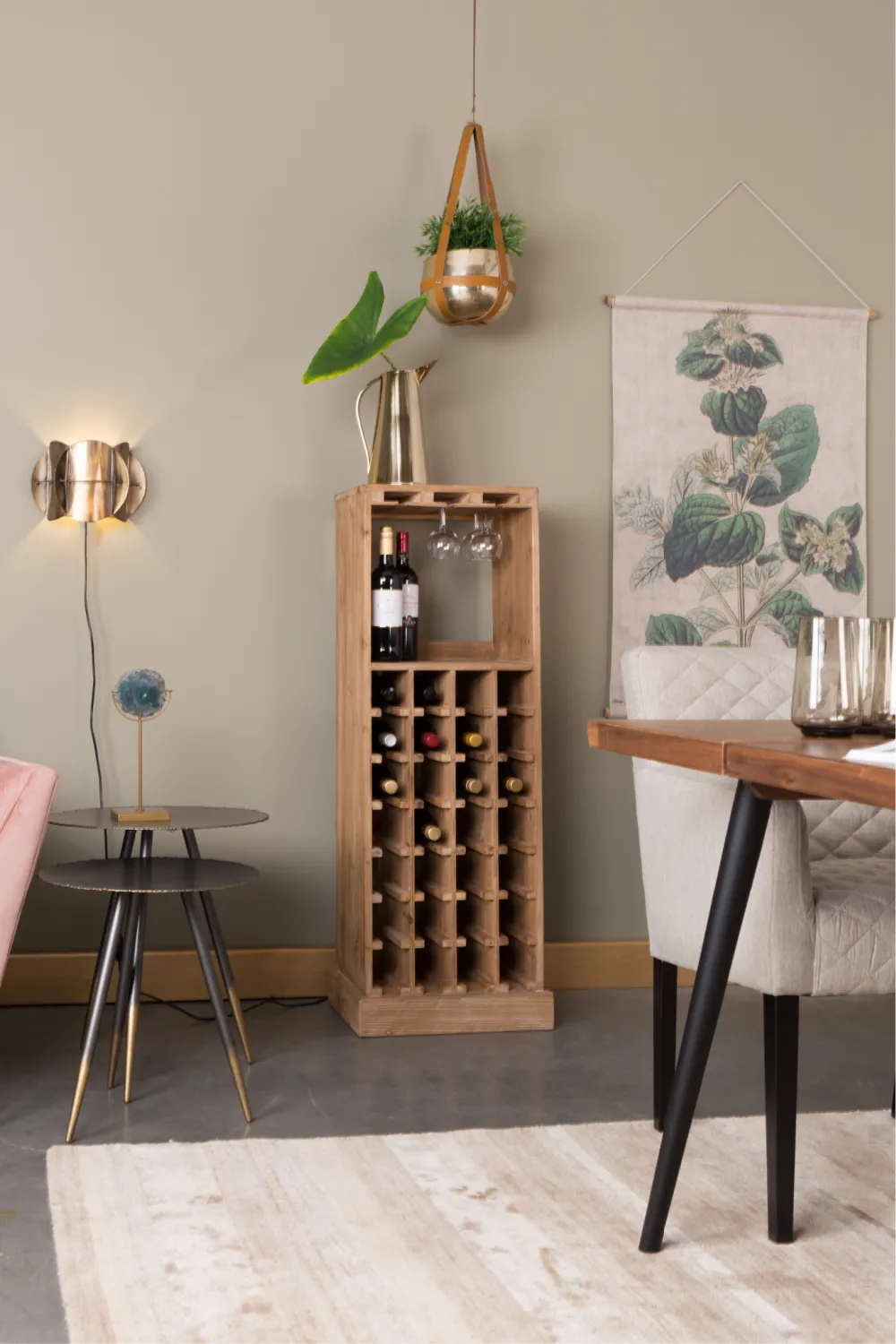 Tall Wooden Wine Cabinet | Dutchbone Claude