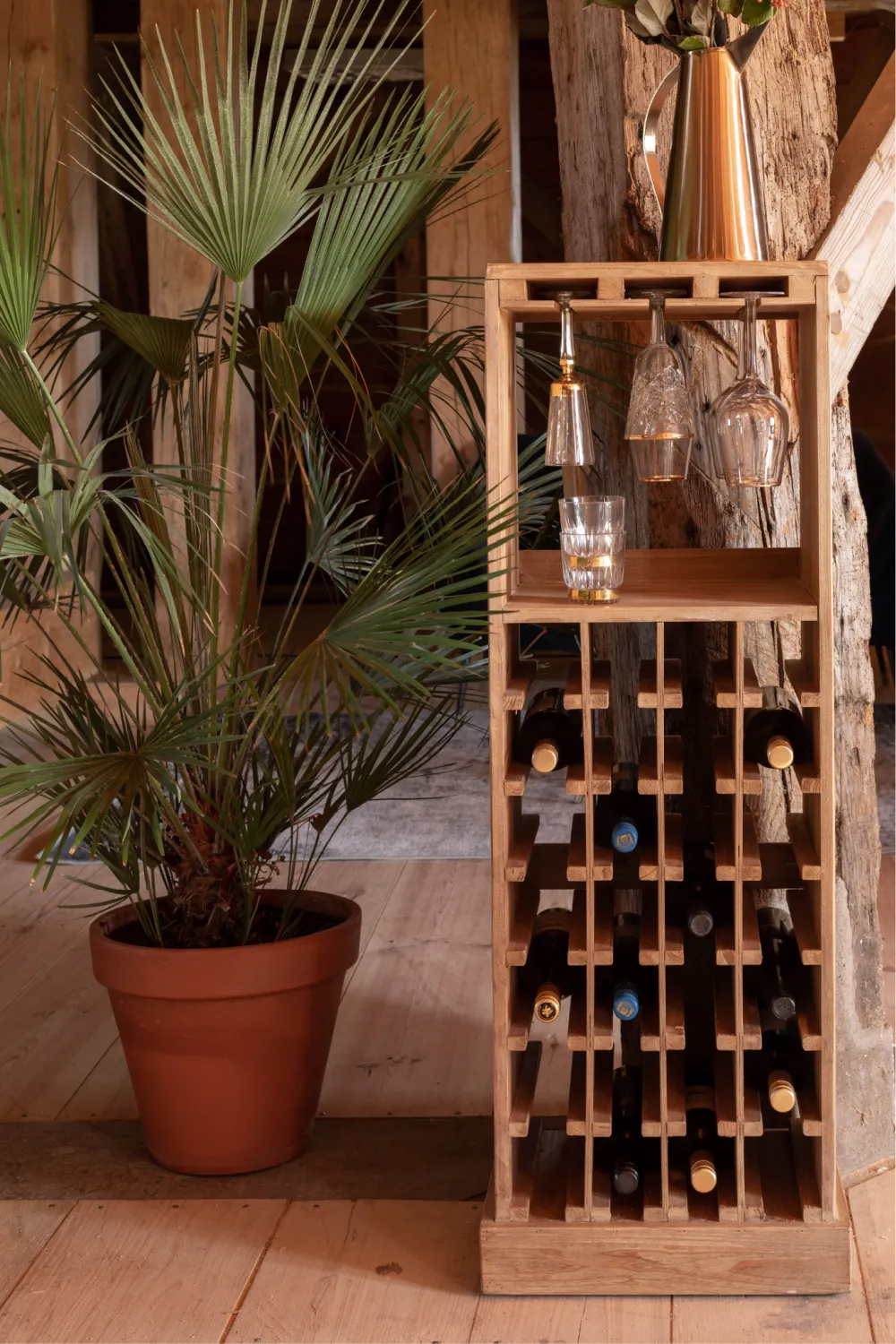 Tall Wooden Wine Cabinet | Dutchbone Claude