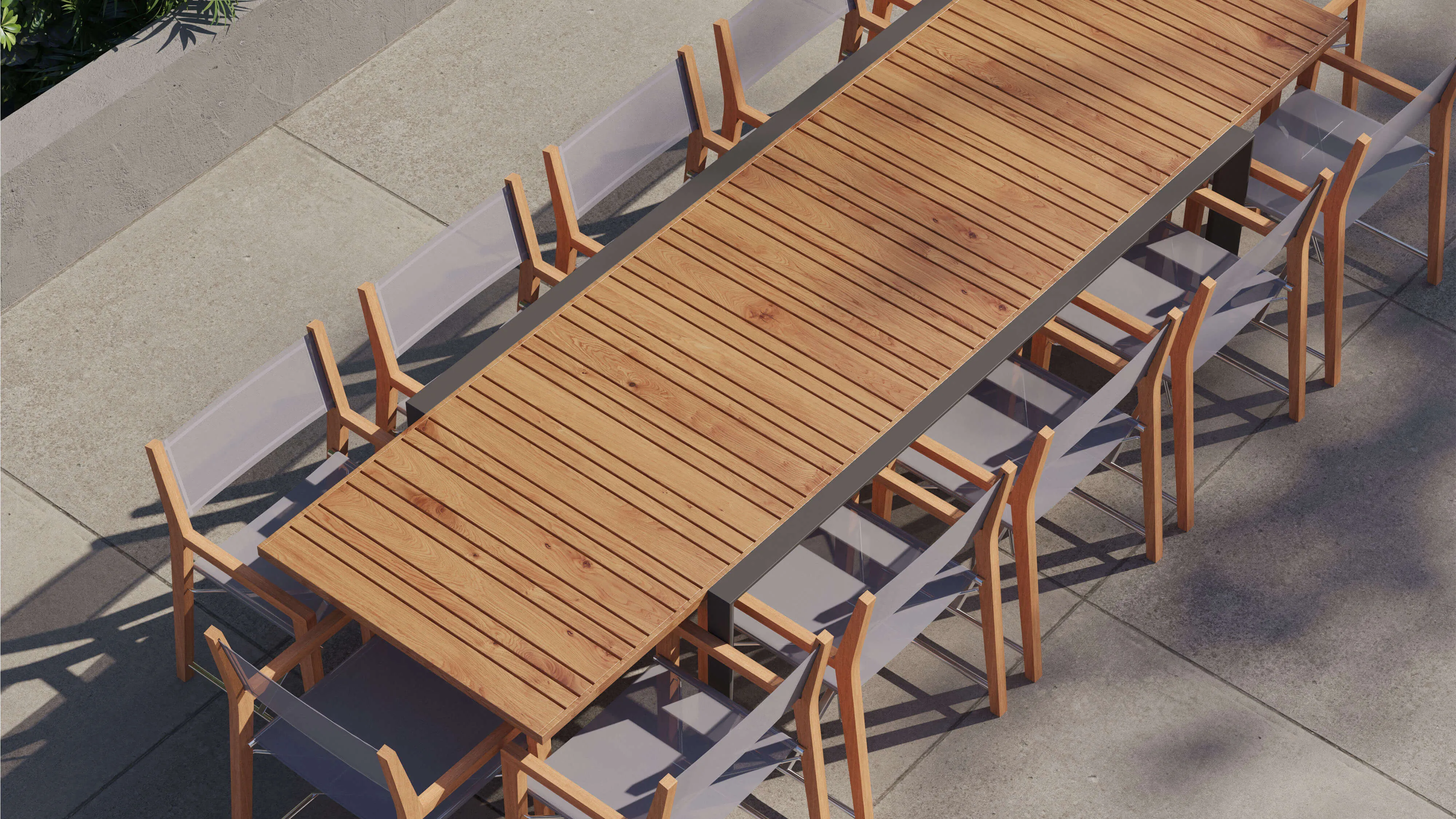 Teak   Aluminum Outdoor Expandable Dining Table   12 Teak Director's Chairs