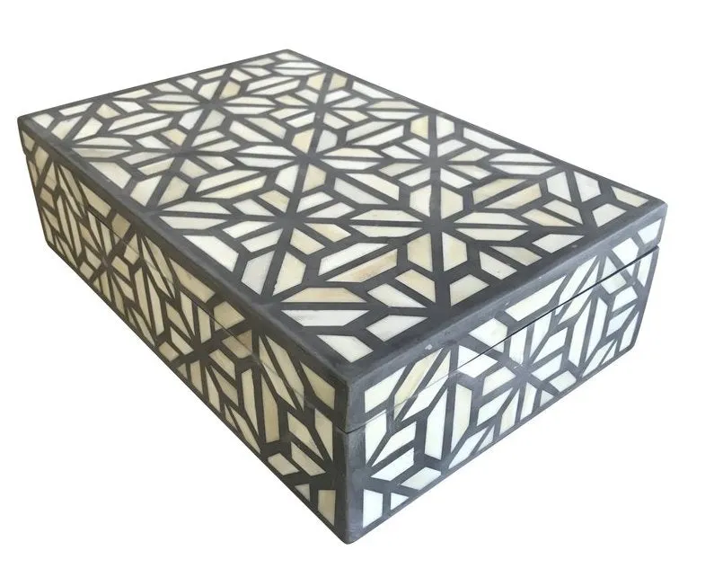 Tortoise Bone Inlay Box Grey