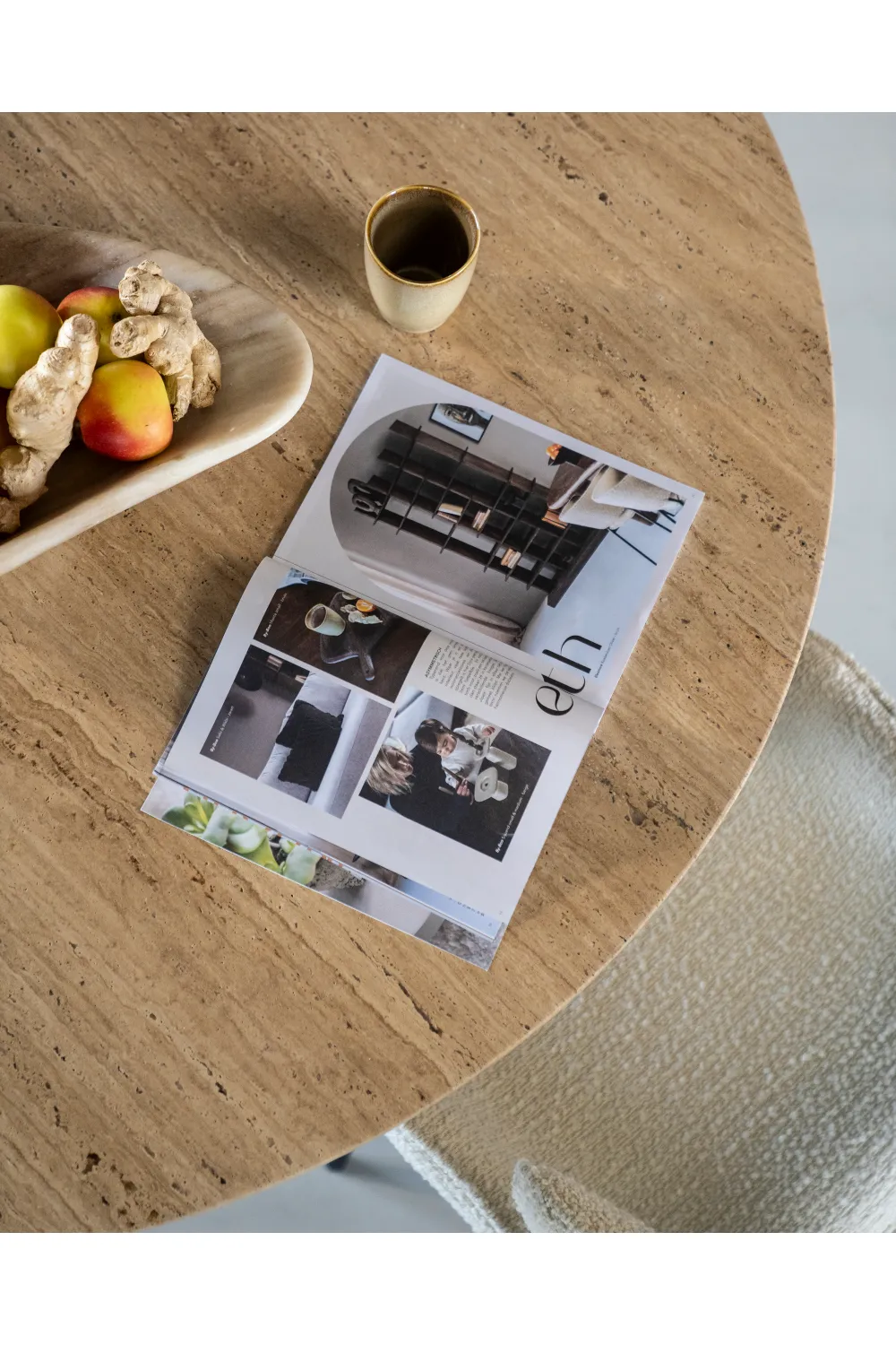 Travertine Pedestal Dining Table | Eleonora Aikin