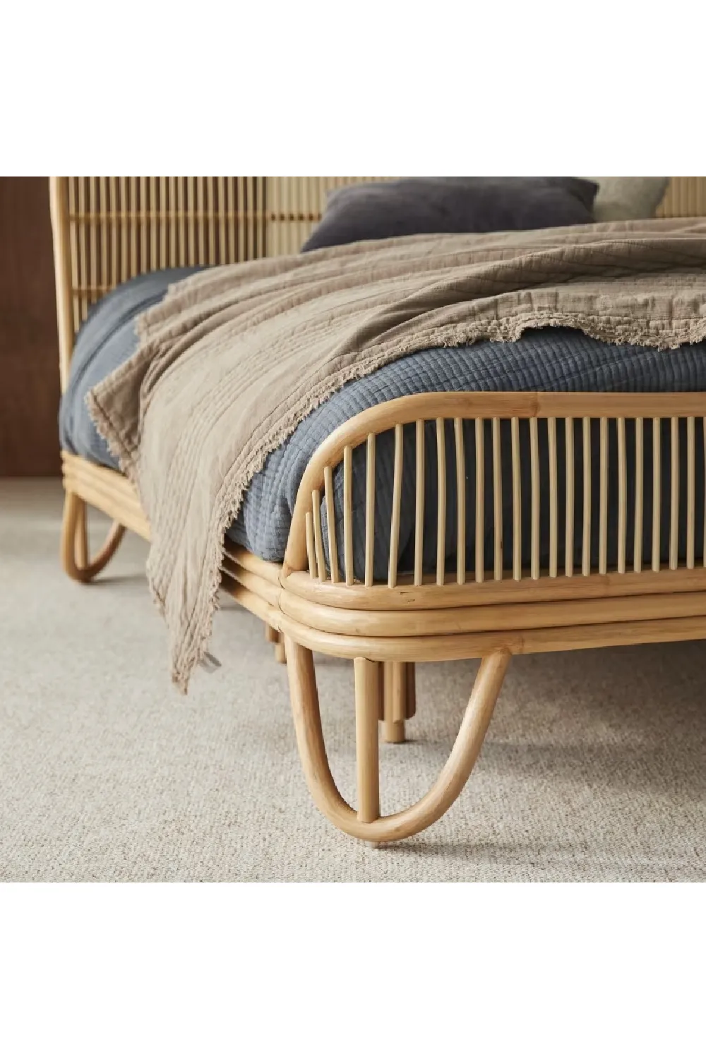 Varnished Rattan Bed | Tikamoon Simone