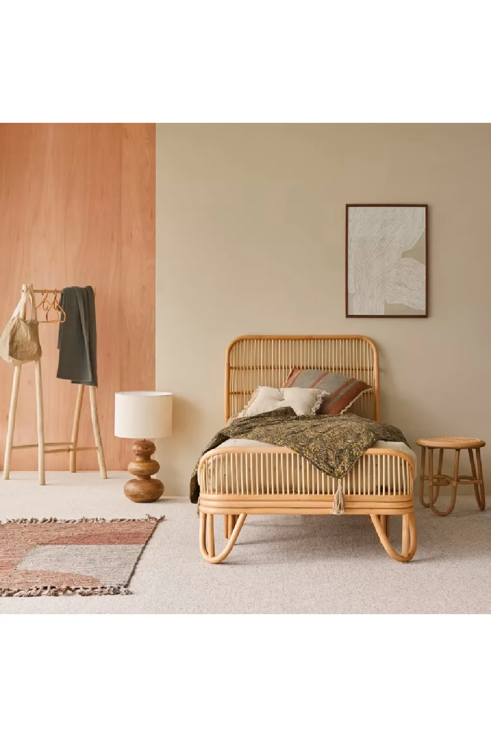 Varnished Rattan Bed | Tikamoon Simone