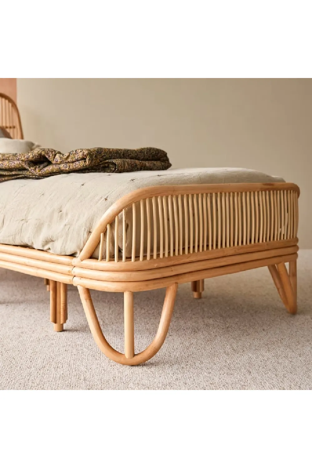 Varnished Rattan Bed | Tikamoon Simone