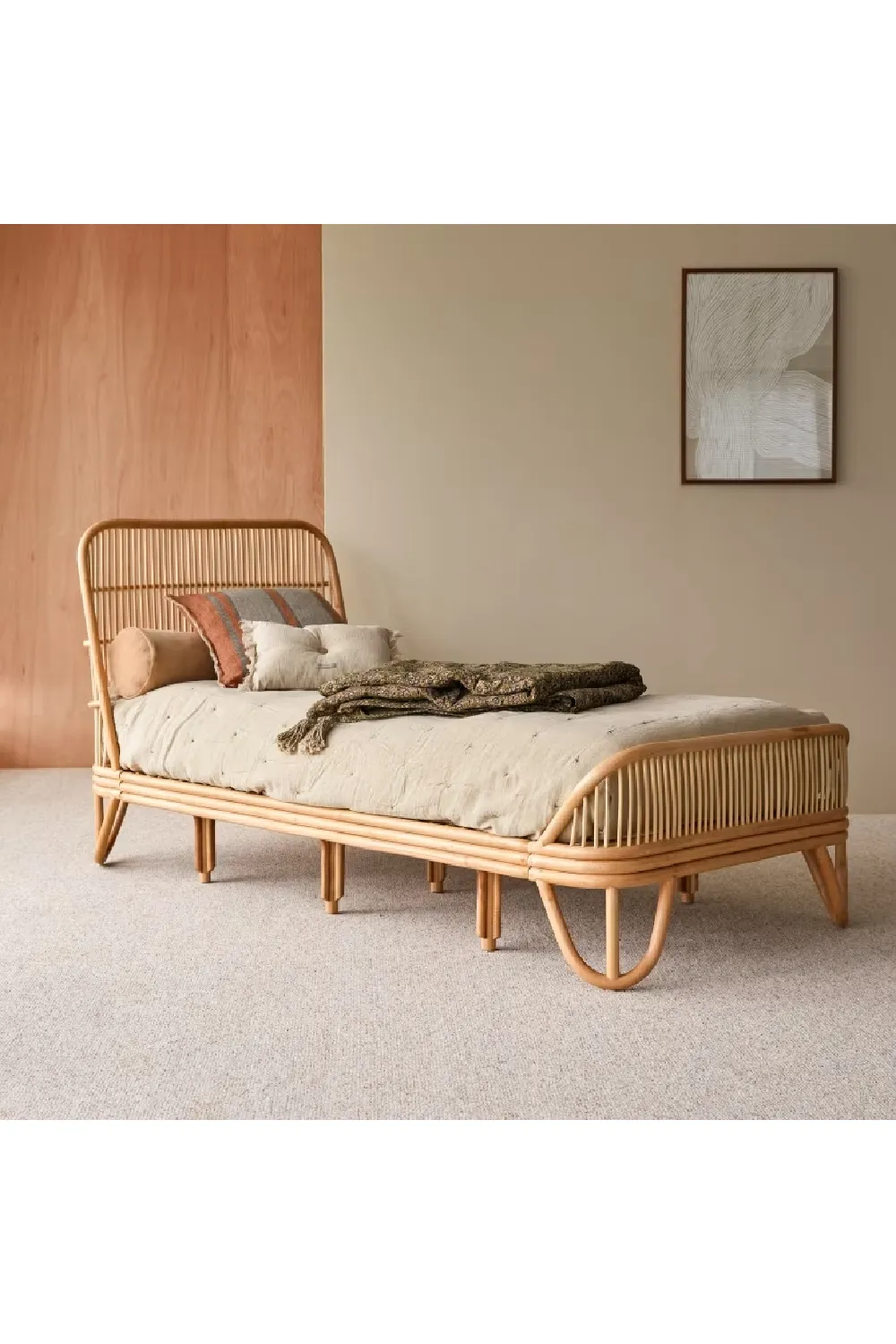 Varnished Rattan Bed | Tikamoon Simone