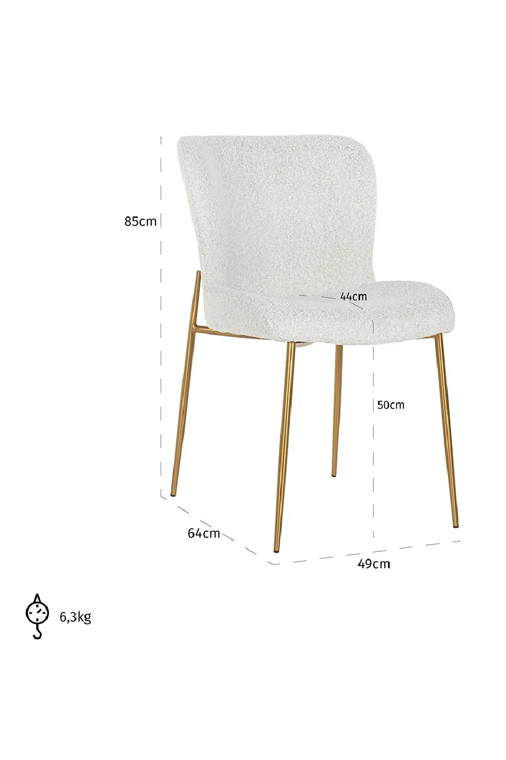 White Bouclé Contemporary Dining Chair | OROA Odessa