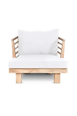 White Cushioned Teak Outdoor Armchair | Dareels Strauss AC