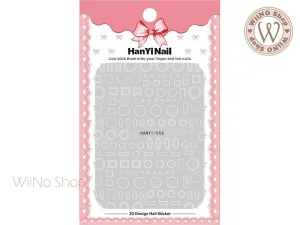 White Frame Adhesive Nail Art Sticker - 1 pc (HY-056)