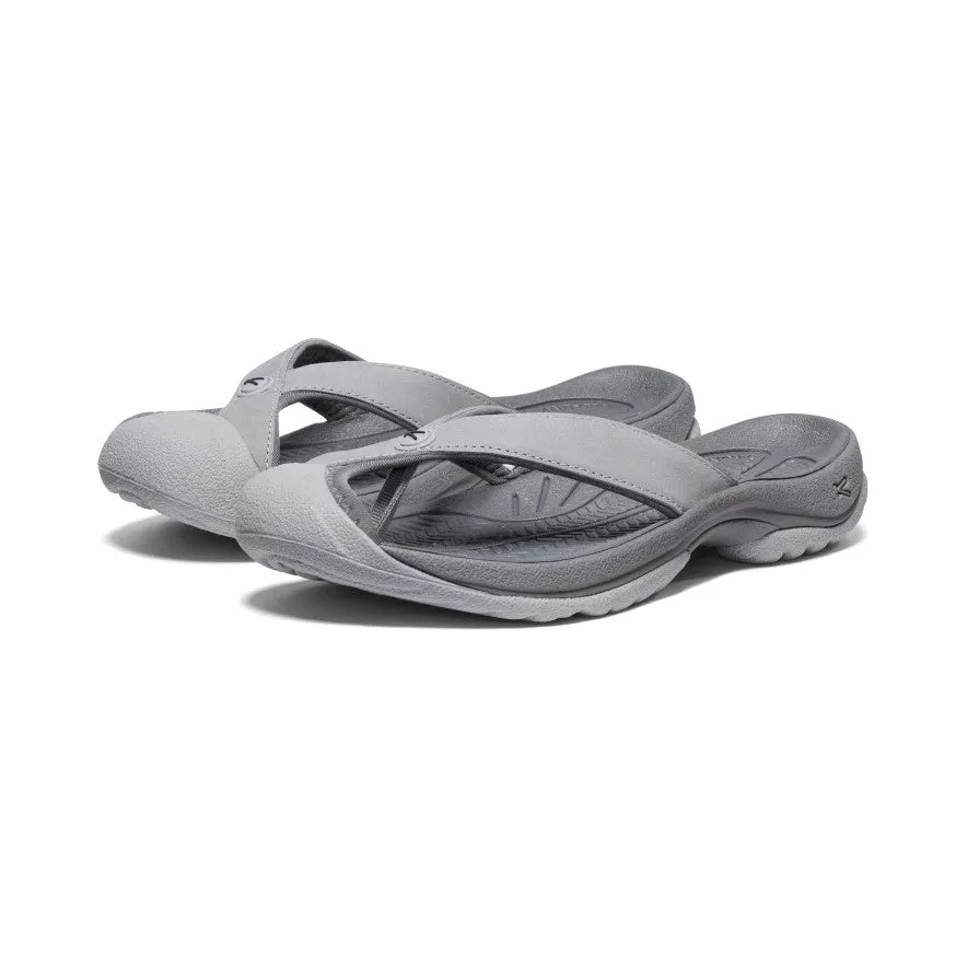 Women's Waimea Leather Flip-Flop  |  Alloy/Black