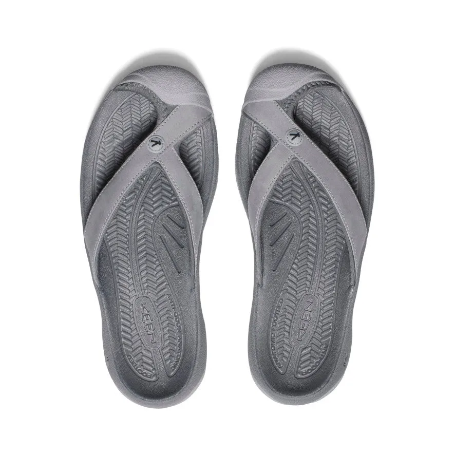 Women's Waimea Leather Flip-Flop  |  Alloy/Black