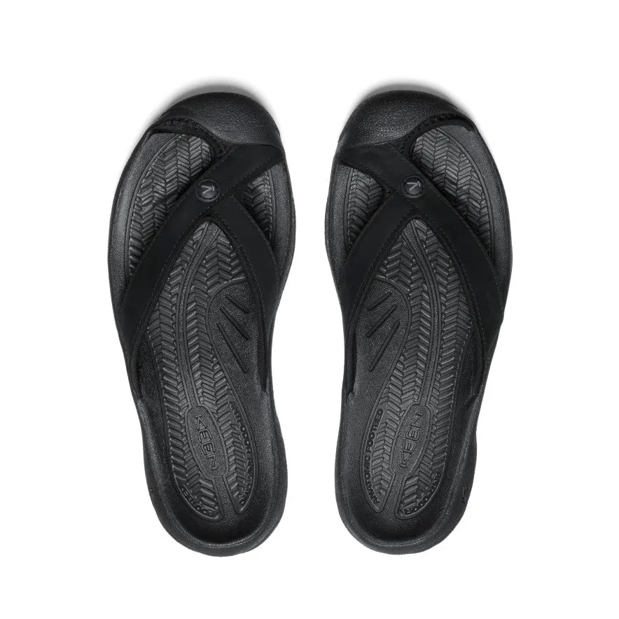 Women's Waimea Leather Flip-Flop  |  Black/Black