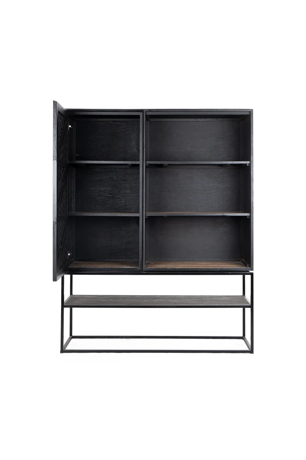 Wooden 3-Shelf Cabinet With Open Rack | dBodhi Karma