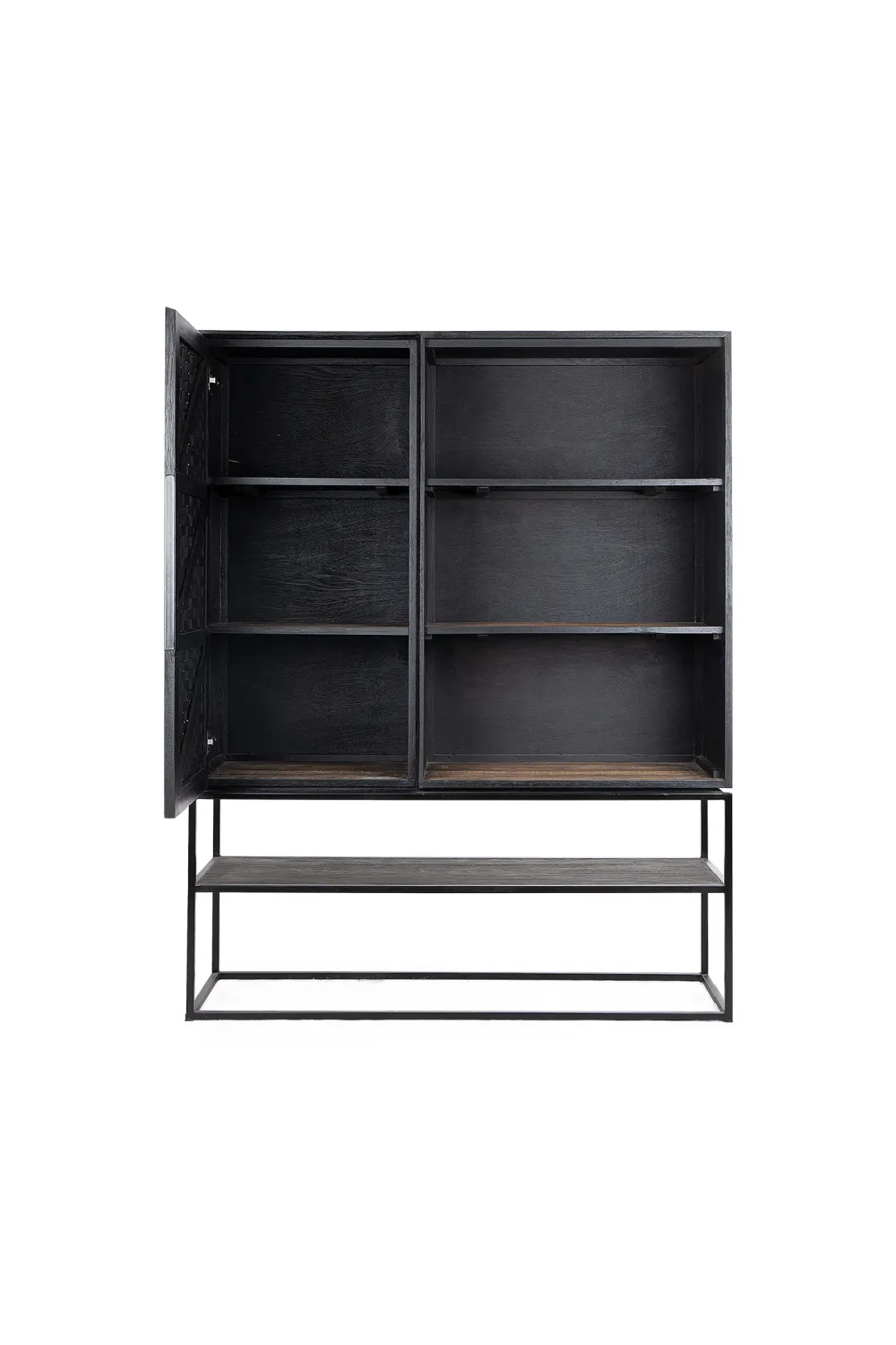 Wooden 3-Shelf Cabinet With Open Rack | dBodhi Karma