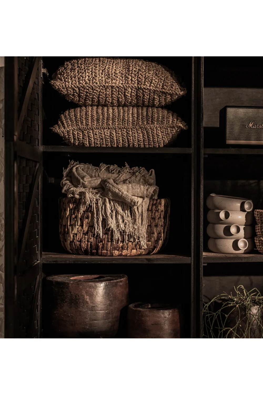 Wooden 3-Shelf Cabinet With Open Rack | dBodhi Karma