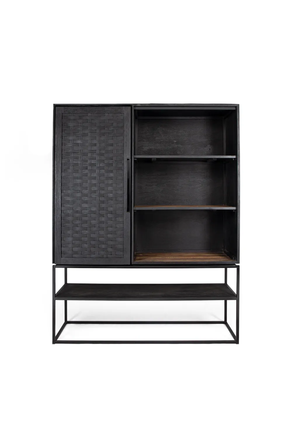 Wooden 3-Shelf Cabinet With Open Rack | dBodhi Karma